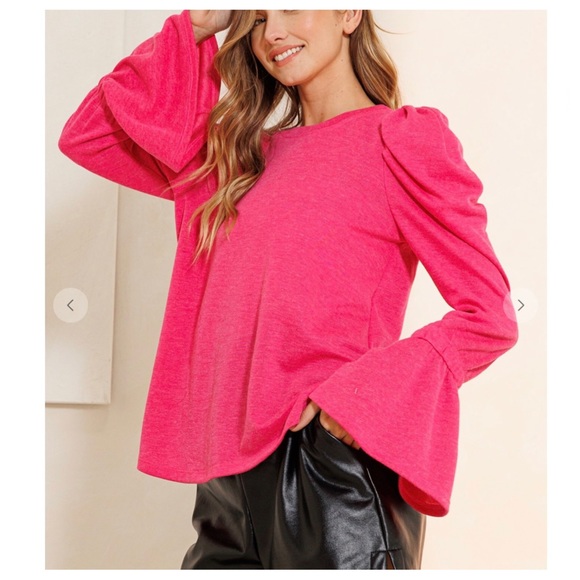 13 Boho Chic Puff Sleeve Solid Knit - Picture 5 of 5